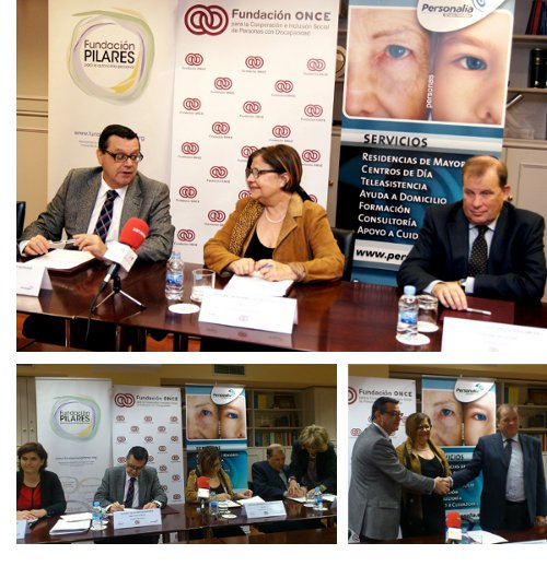 Foto superior: José Luis Martínez Donoso, Pilar Rodríguez Rodríguez y Juan Antonio González García. Foto inferior izquierda: María José Sanchez, José Luis Martínez Donoso, Pilar Rodríguez Rodríguez y Juan Antonio González García. Foto inferior derecha:José Luis Martínez Donoso, Pilar Rodríguez Rodríguez y Juan Antonio González García dándose la mano. 