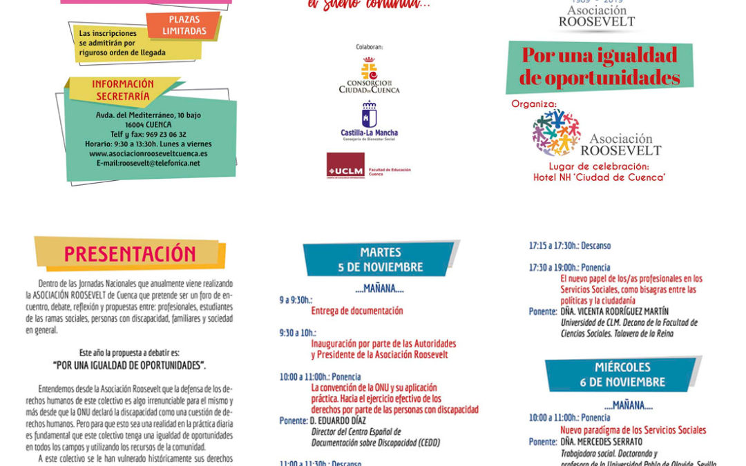 Fundación Pilares, presente en las XXIII Jornadas Nacionales sobre Personas con Discapacidad. Cuenca, 5-6/11/2019